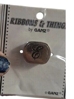 GANZ Silver Monogram 'E' Ribbon Slide